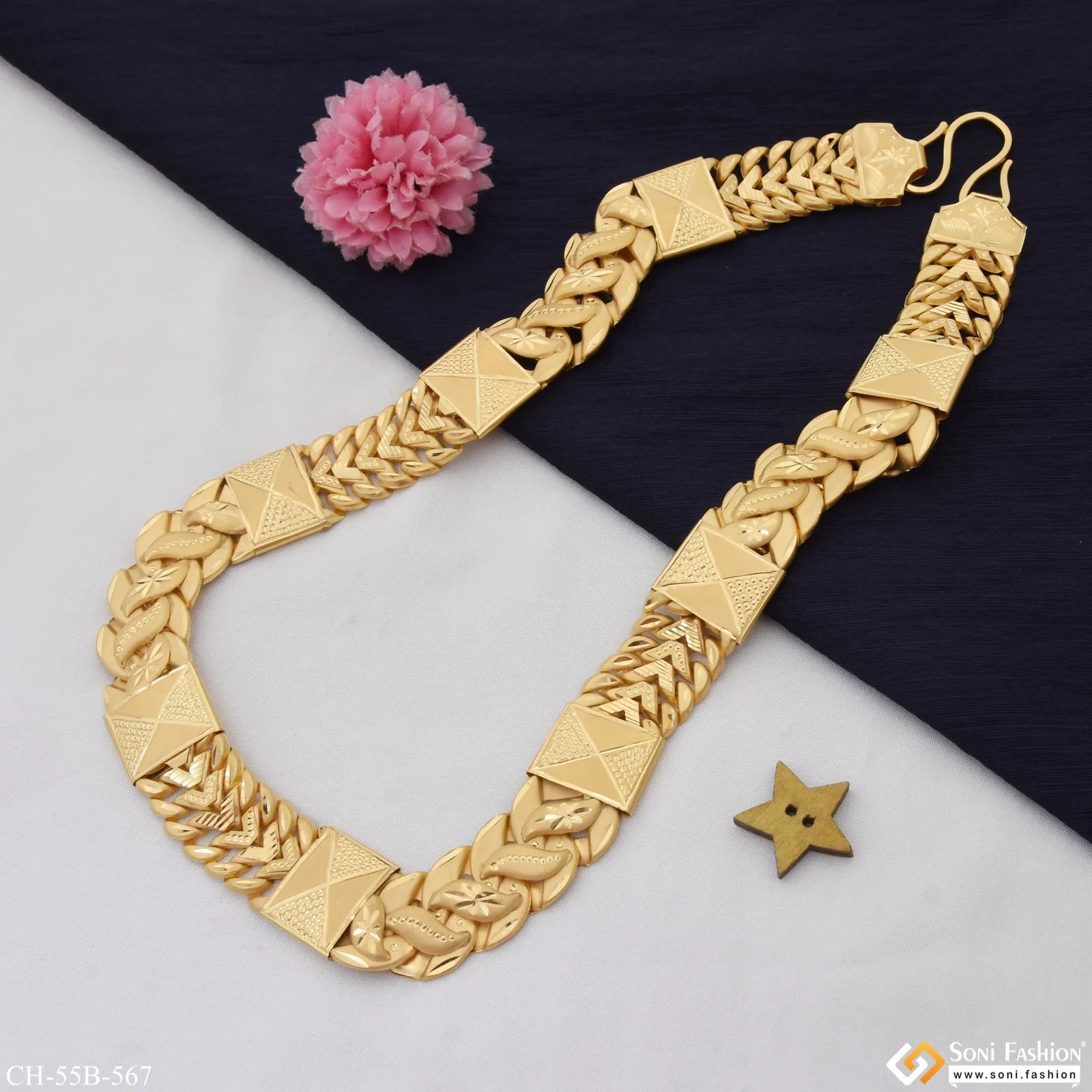 1 Gram Gold Forming 2 In 1 Rajwadi Artisanal Design Gold Plated Chain - Style B567