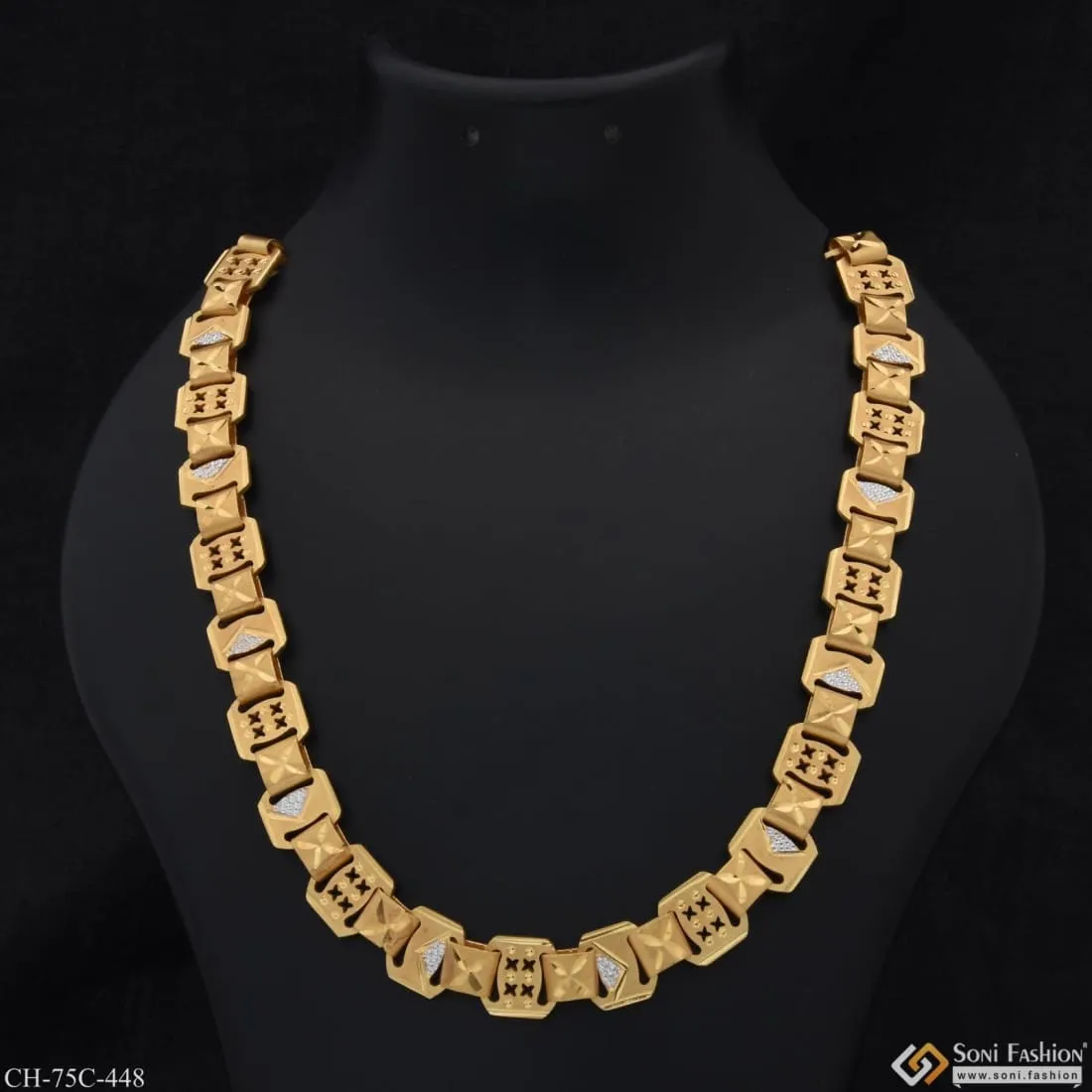 1 Gram Gold Plated Artisanal Design Sophisticated Design Chain for Men - Style C448