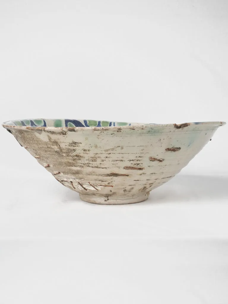 18th-century large Lebrillo mixing bowl w/ Spanish motifs