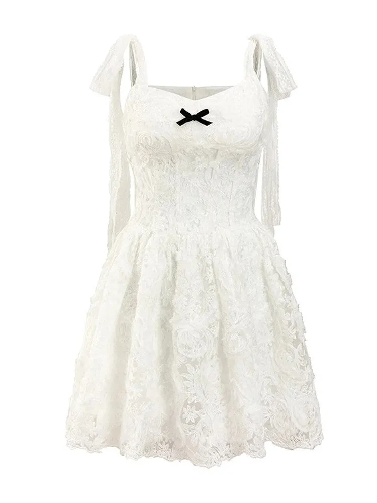 2Type Lace Flower Ribbon Feminine Dress