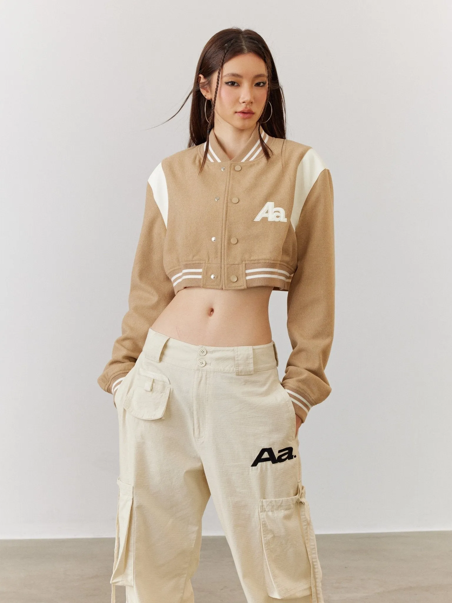 ACMEAURA Cropped Varsity Jacket