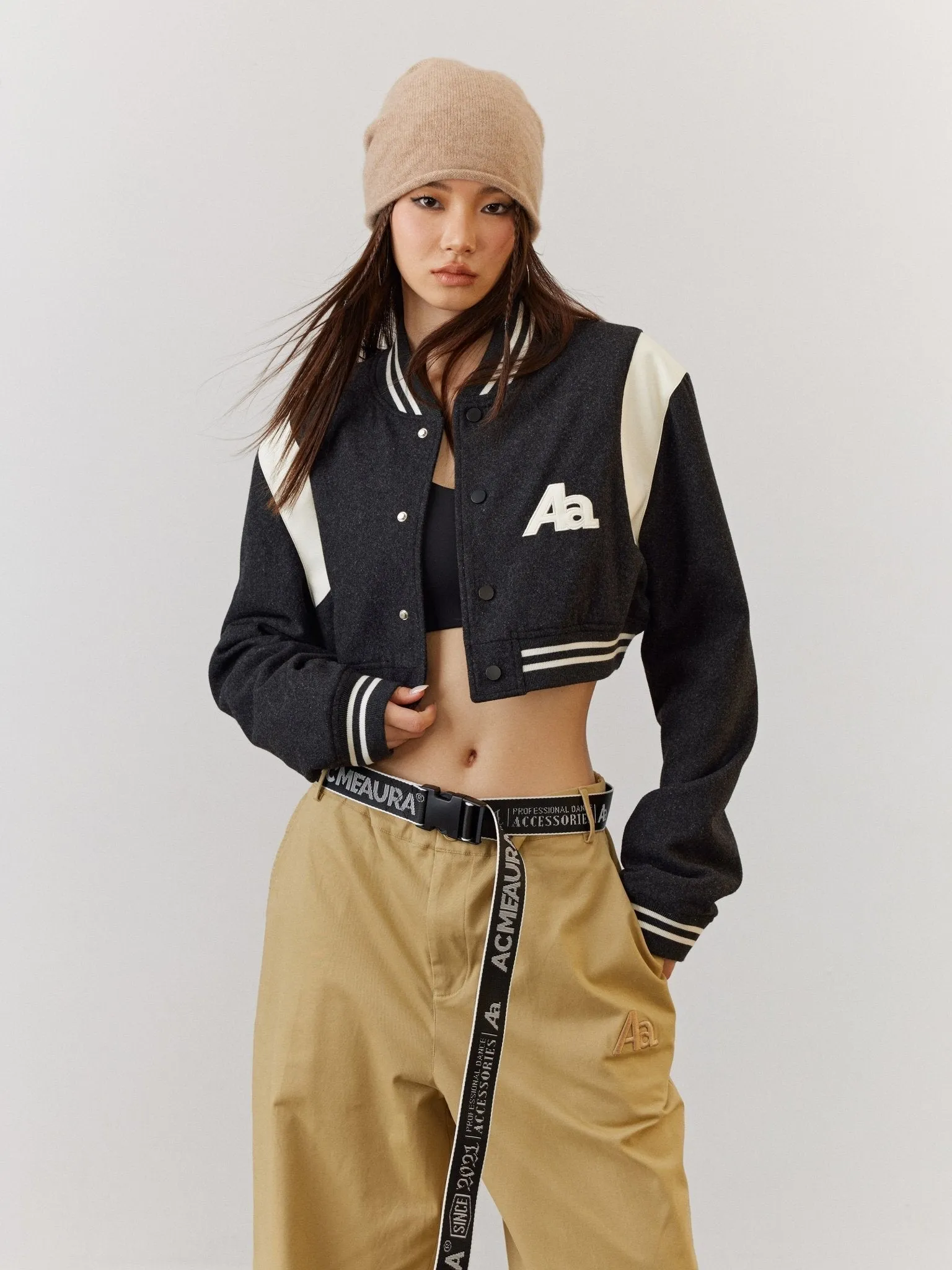 ACMEAURA Cropped Varsity Jacket