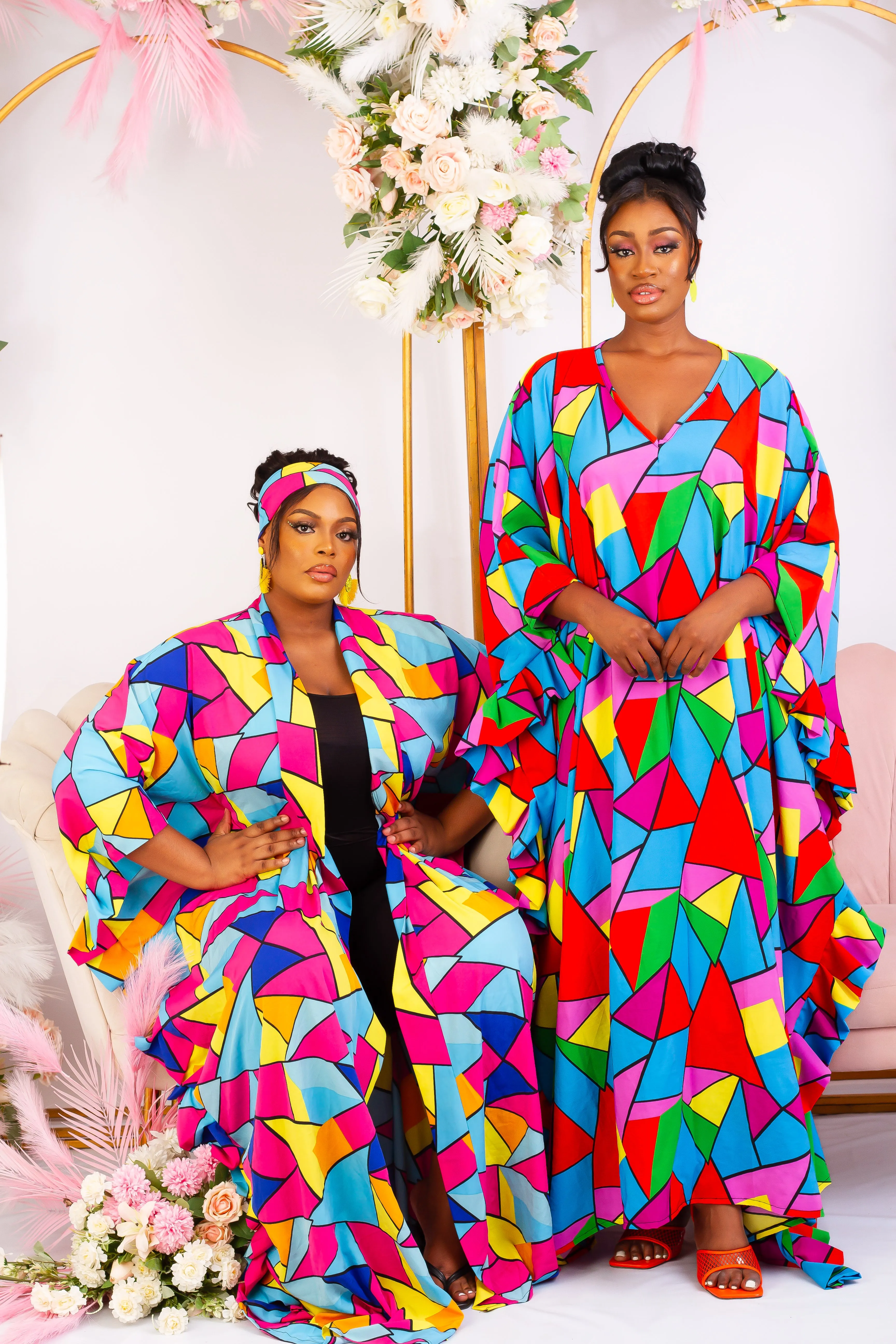 African Print Crepe Kimono  - Akwaugo