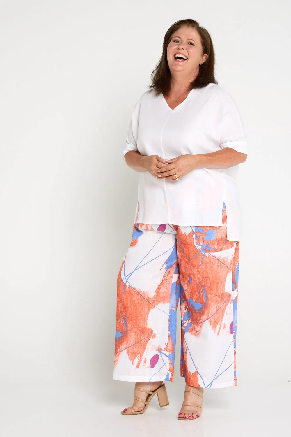 Aiko Linen Pants - Coral Sea