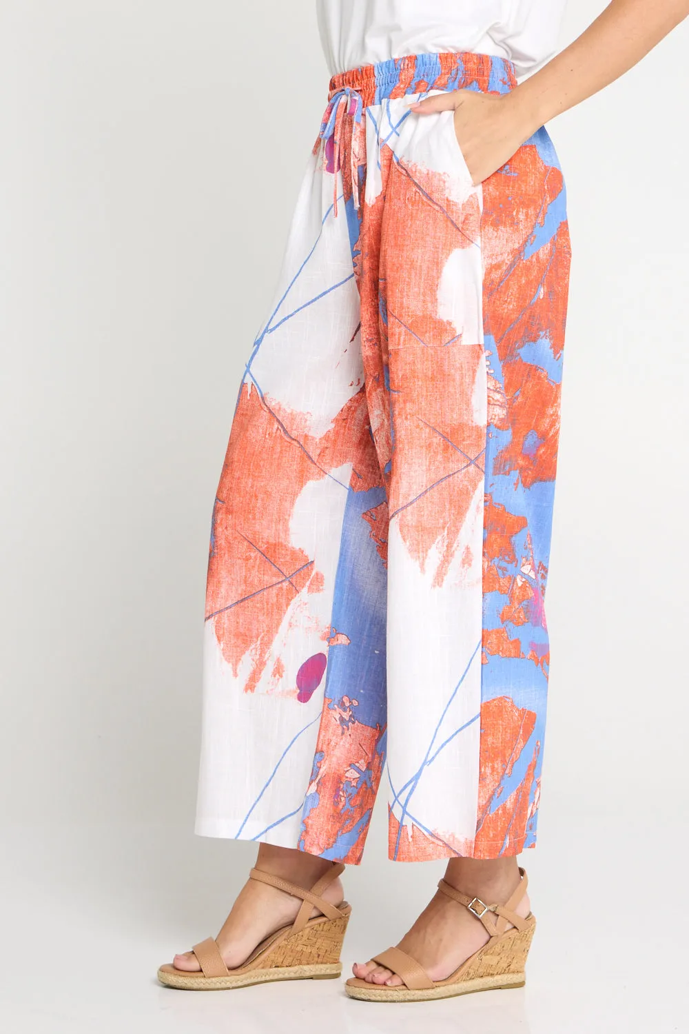 Aiko Linen Pants - Coral Sea