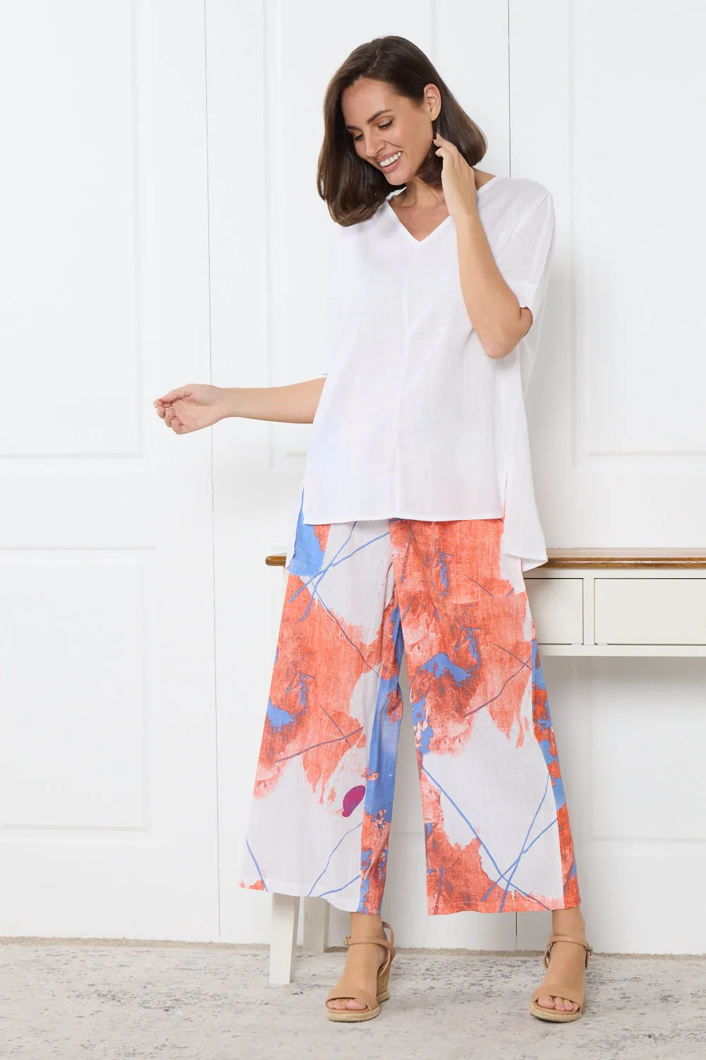 Aiko Linen Pants - Coral Sea