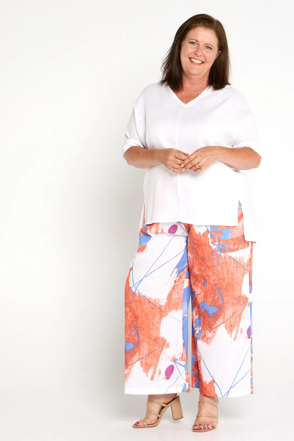 Aiko Linen Pants - Coral Sea