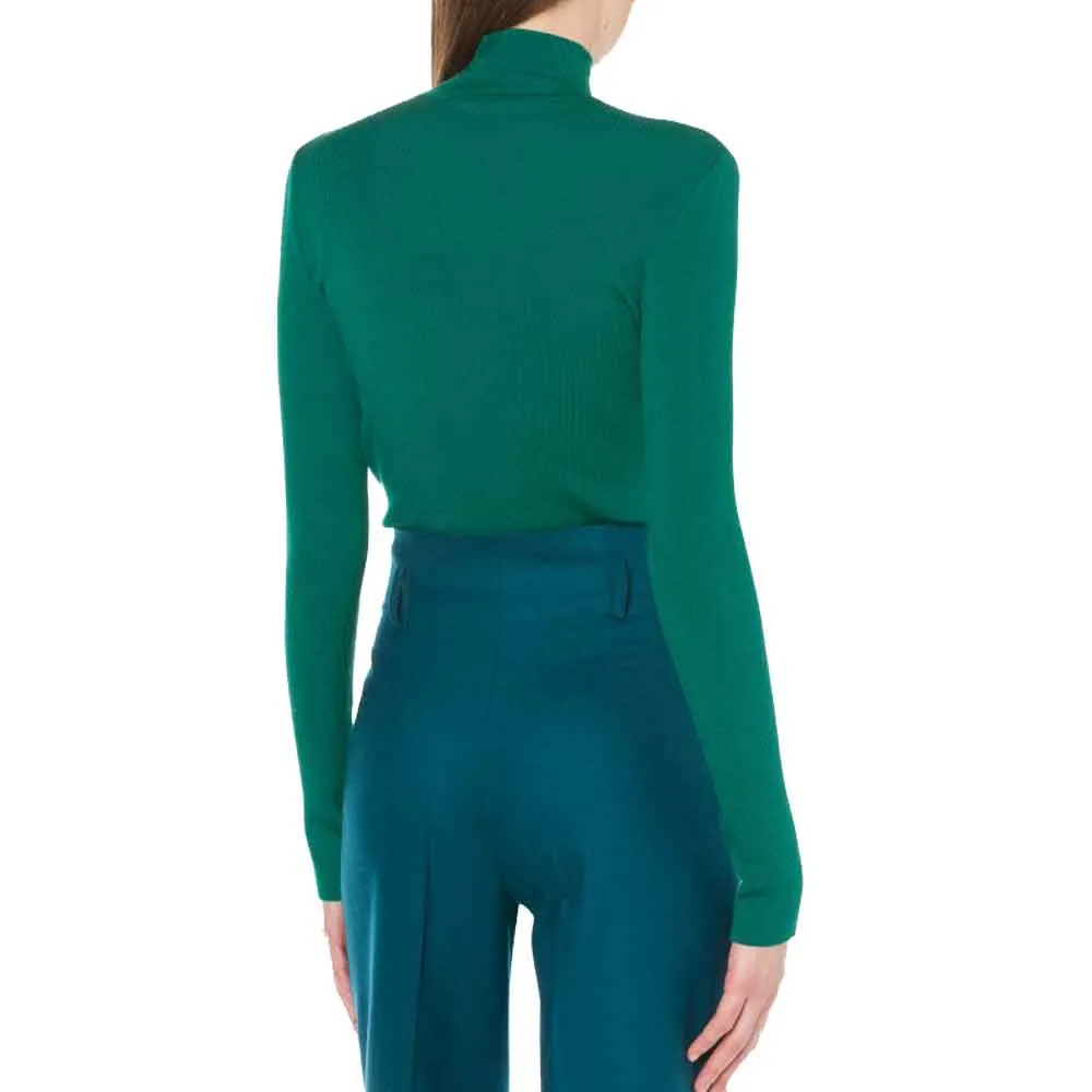 Alberta Ferretti Ribbed Merino Turtleneck Sweater