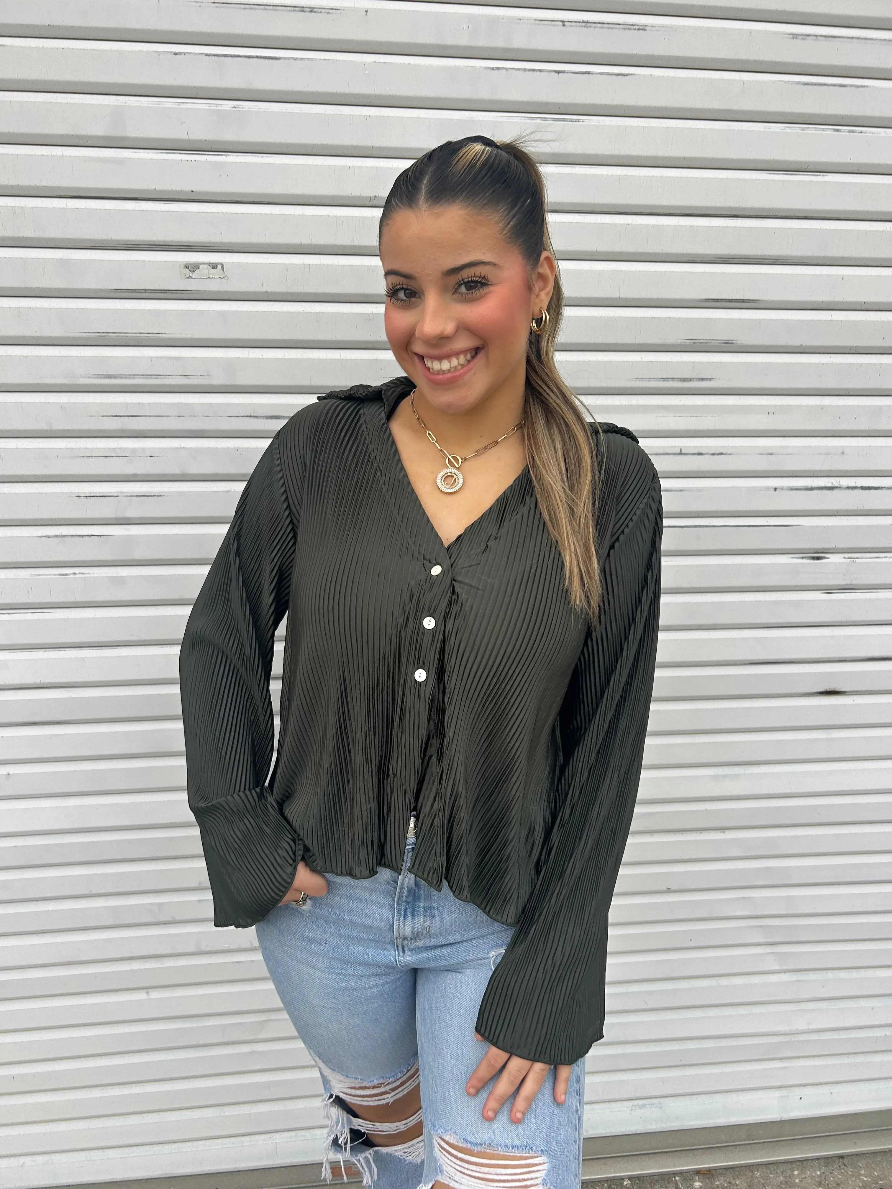 Amy Army Green Blouse