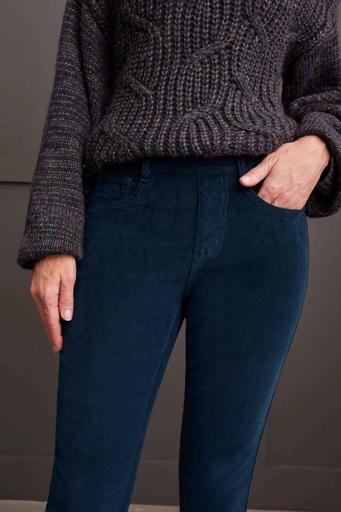 Ankle Pant - Audrey Pull on Micro Cord (Alpine)