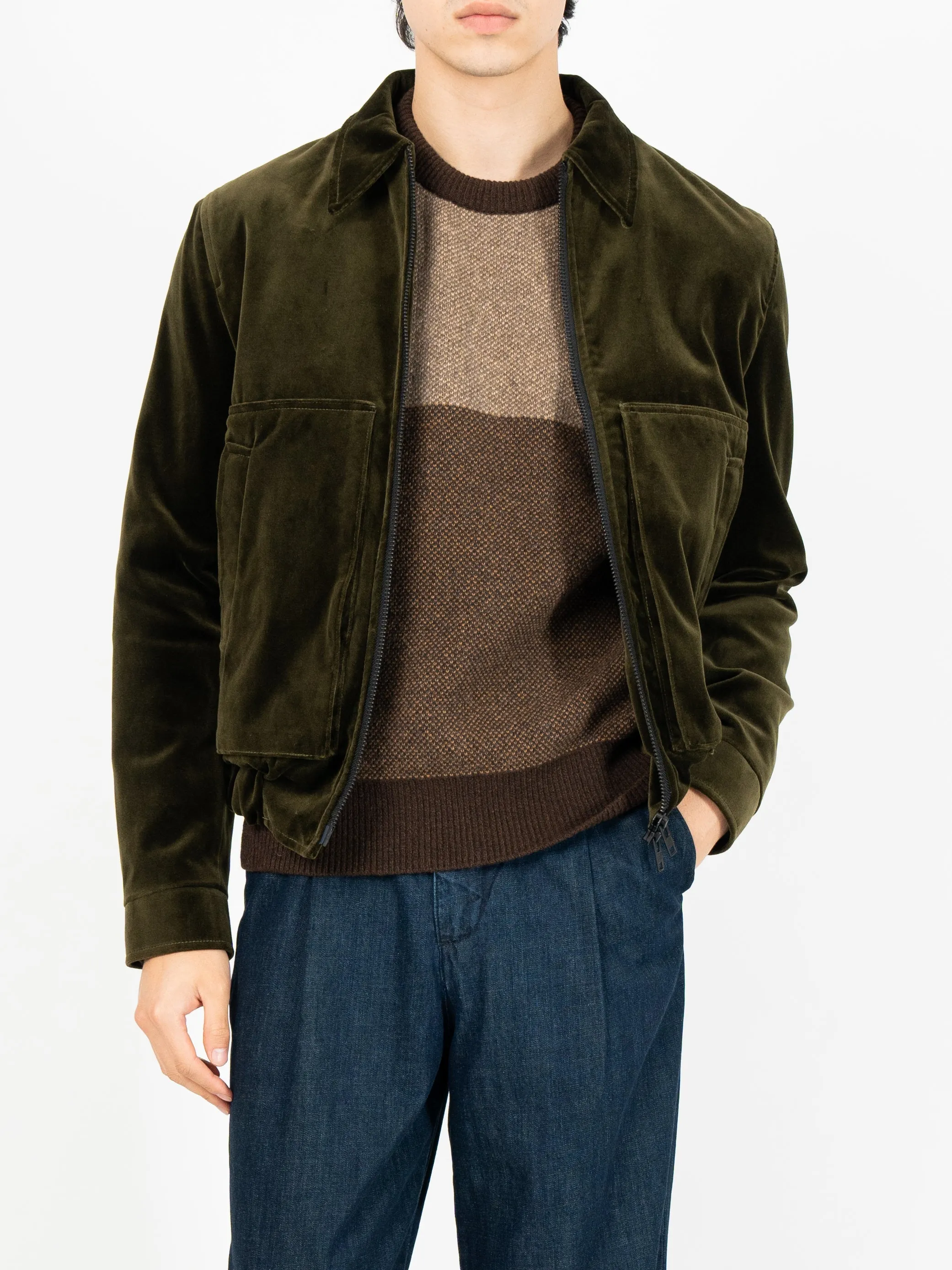 Arlington Bomber Jacket Velvet Olive Green