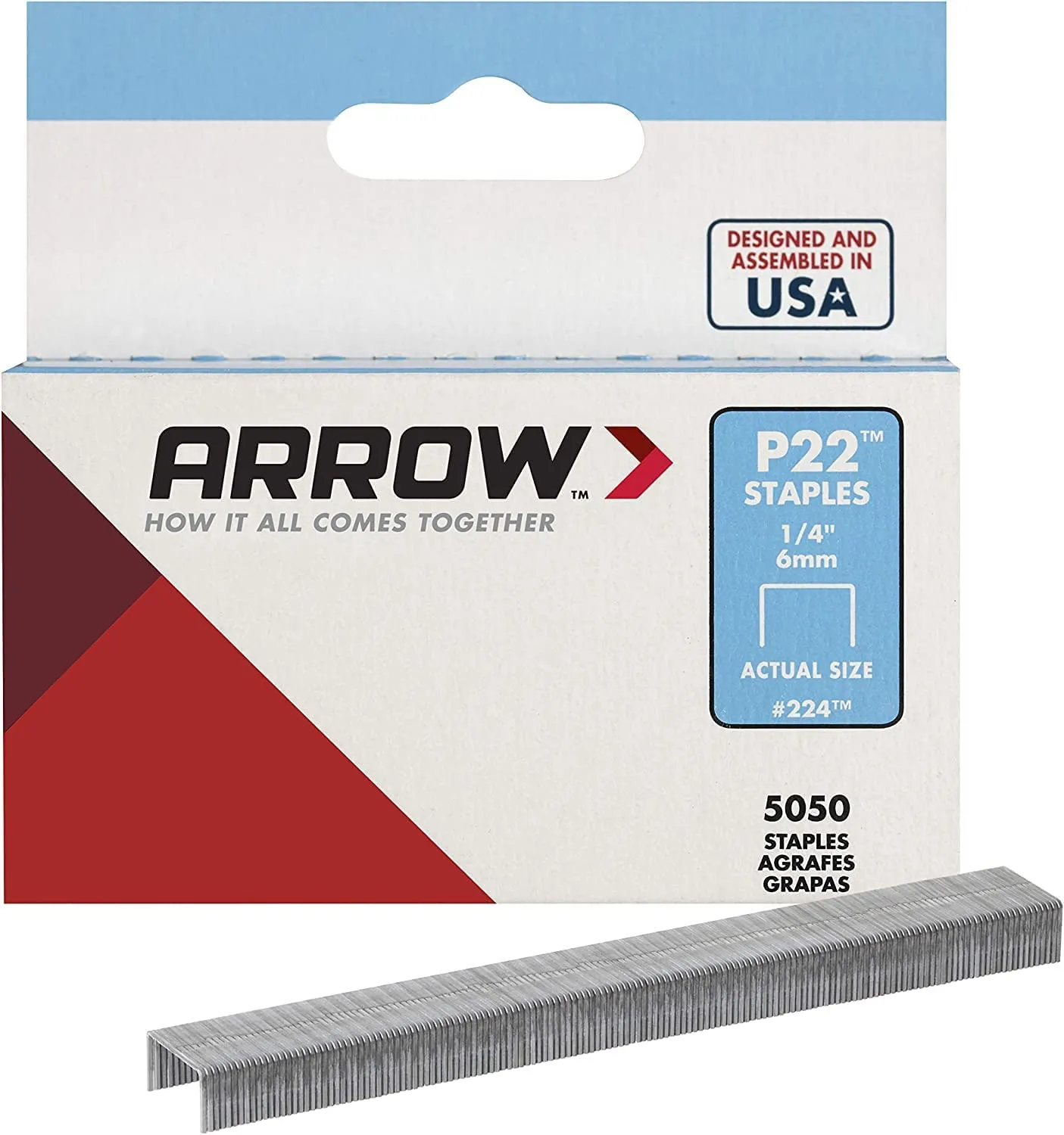 Arrow 224 (5050) Pack 1/4" 6mm Staples For P22 Plier Staple Gun - Quantity of 55