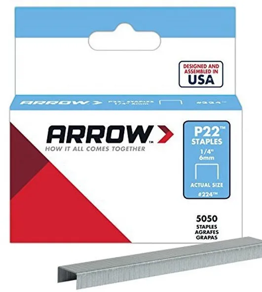 Arrow 224 (5050) Pack 1/4" 6mm Staples For P22 Plier Staple Gun - Quantity of 5