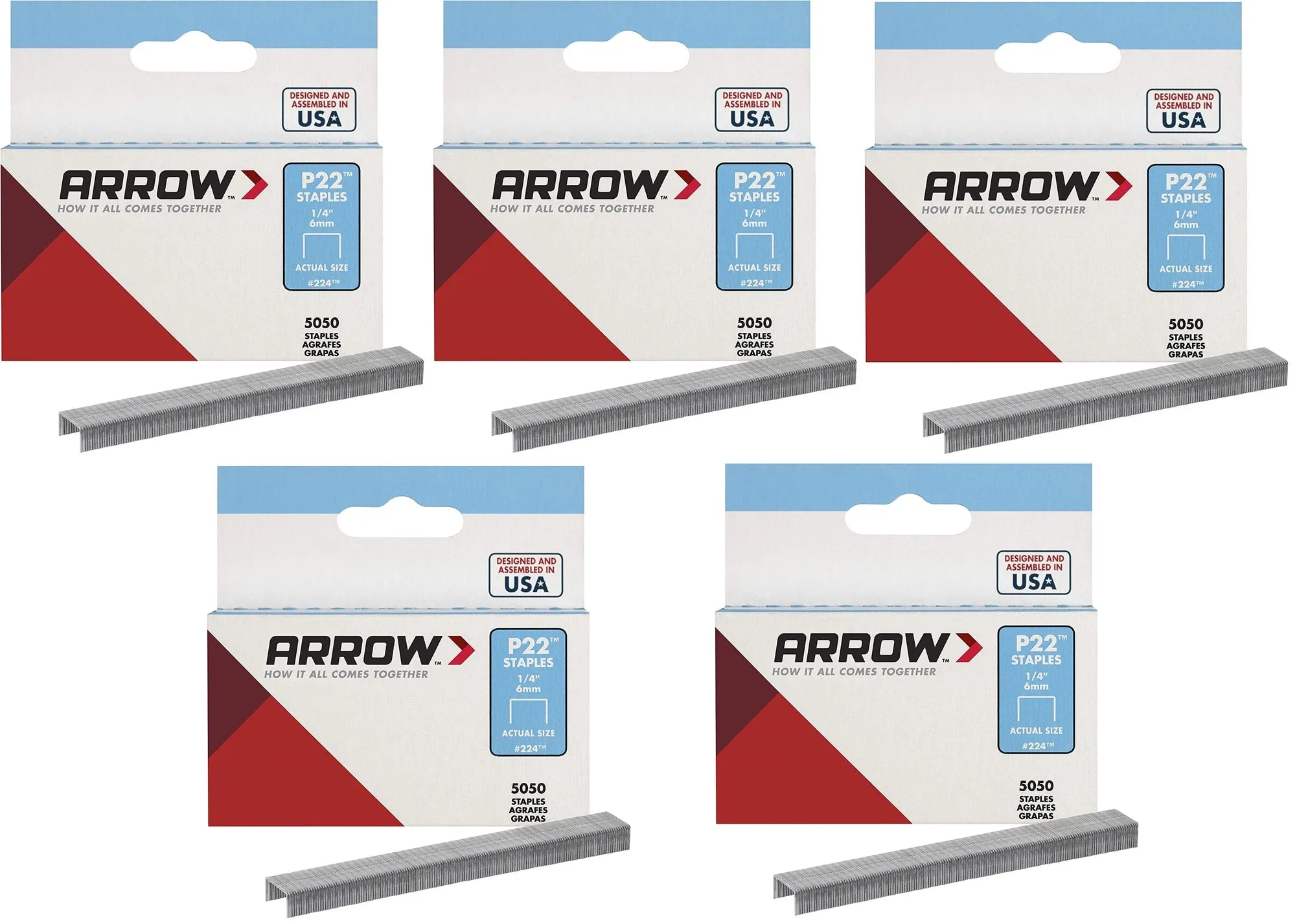 Arrow 224 (5050) Pack 1/4" 6mm Staples For P22 Plier Staple Gun - Quantity of 5