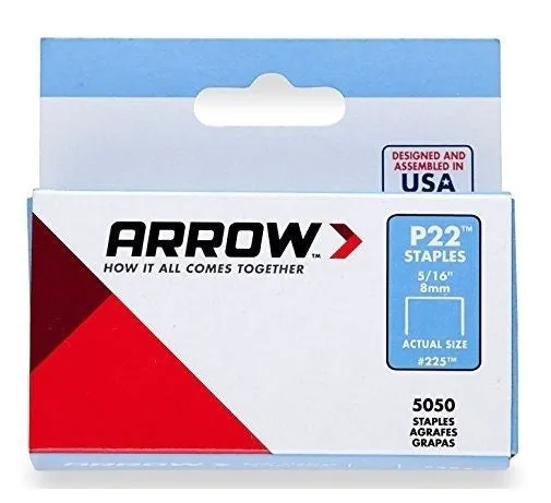 Arrow 225 (5050) Pack Of 5/16" 8mm Staples For P22 Plier Stapler Gun - Quantity of 80