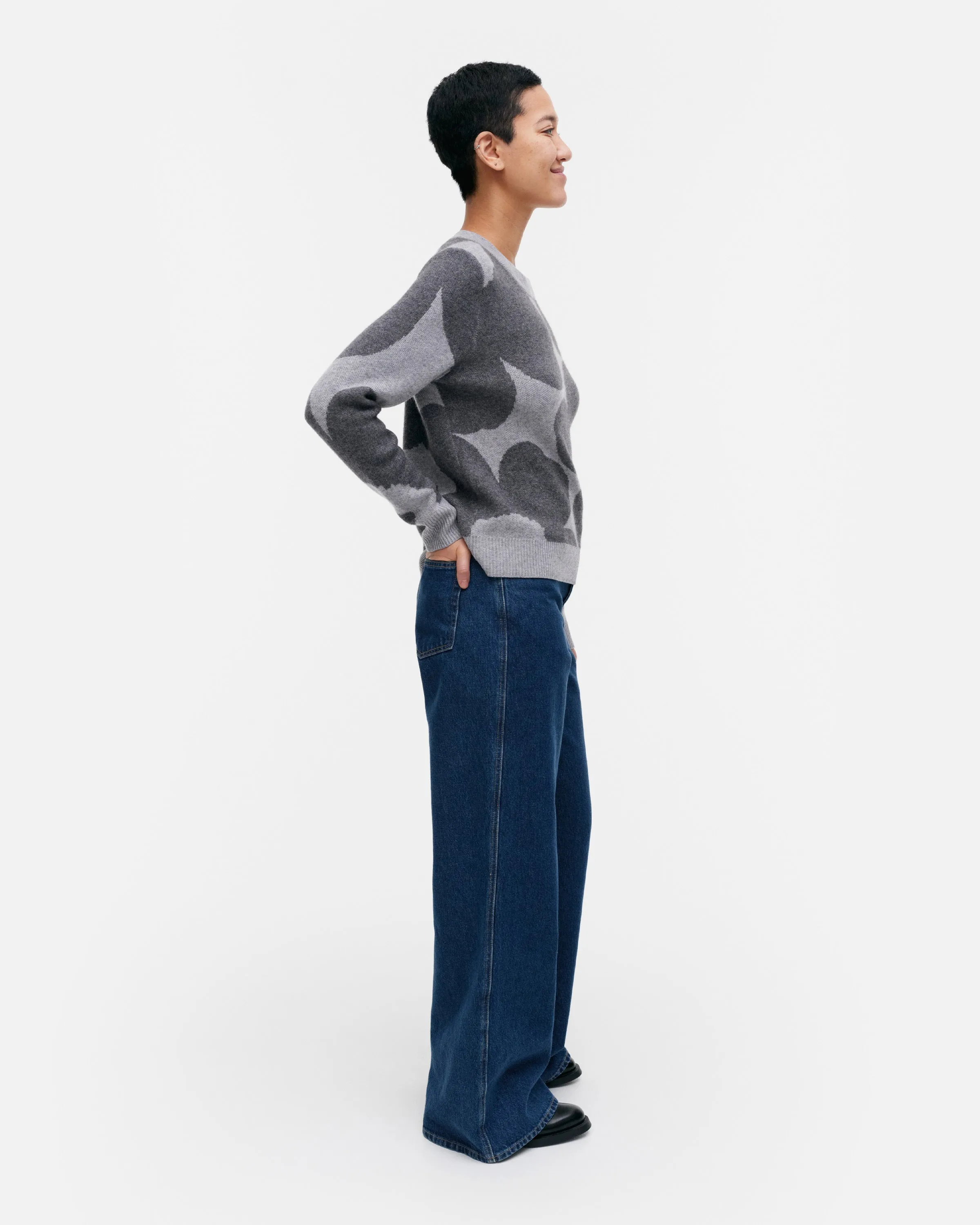 Aukio Unikko Cashmere Wool Knitted Long Sleeve Top 58cm