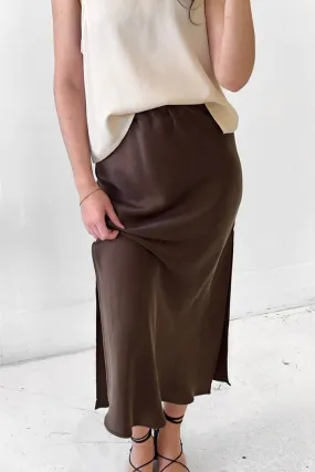 Bias Slip Skirt in Espresso