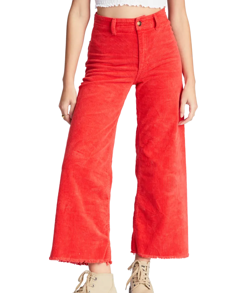 Billabong Womens Free Fall Wide-Leg Corduroy Pants