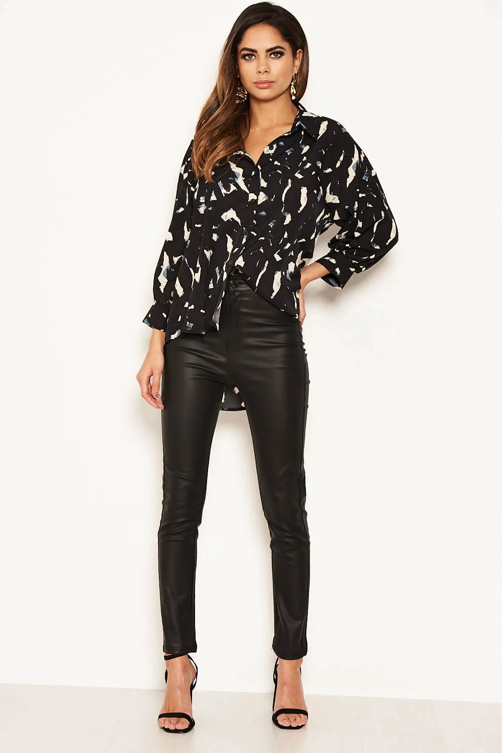 Black Abstract Print Shirt