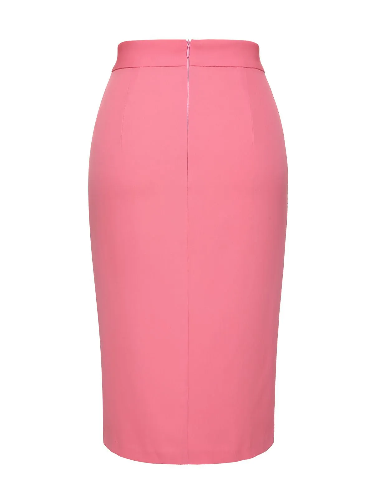 Black & Pink 1960s Buttoned Patchwork Slit Skirt