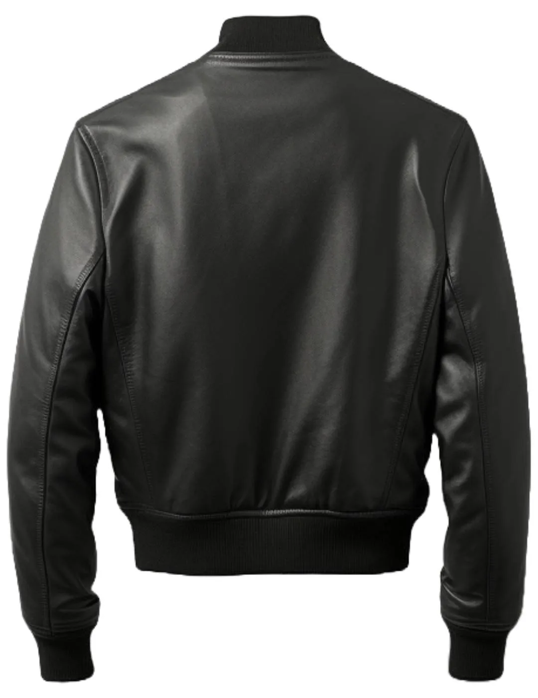 Black Bomber Leather Jacket Men - Black Leather Jacket