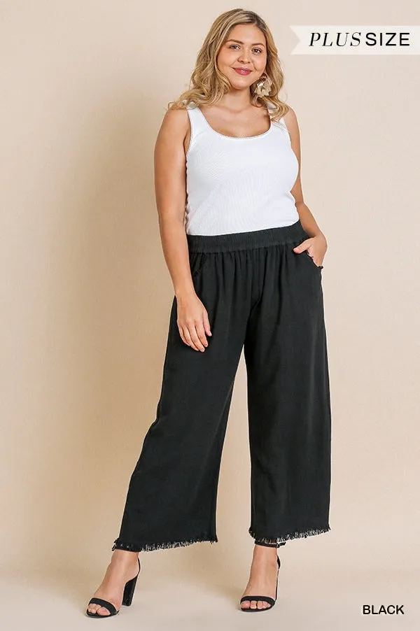 Black linen blend pant  w/ Elastic Waist