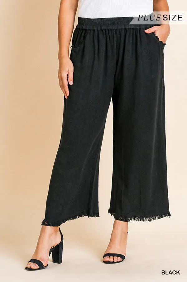 Black linen blend pant  w/ Elastic Waist