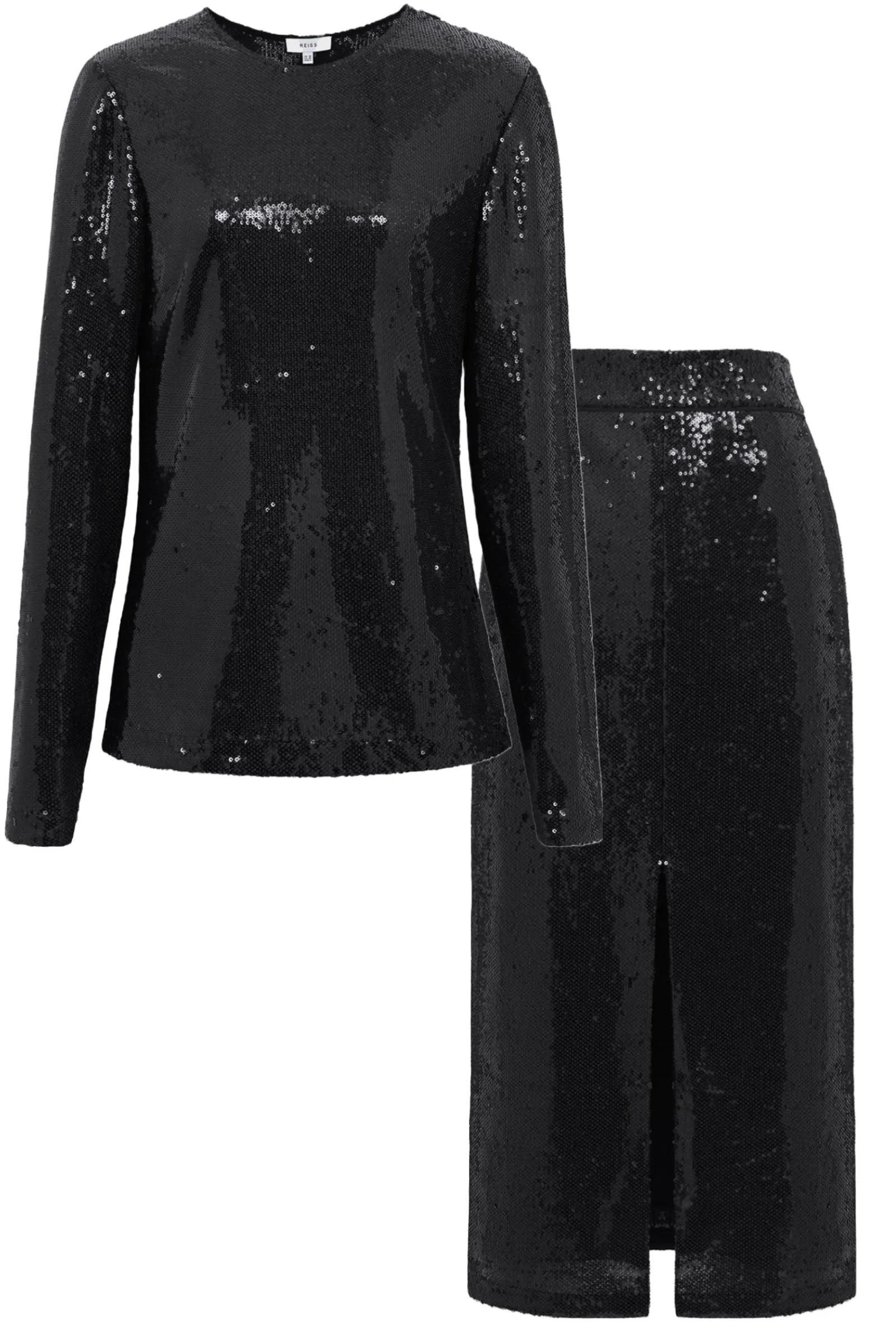 Black Sequin Top And Pencil Skirt