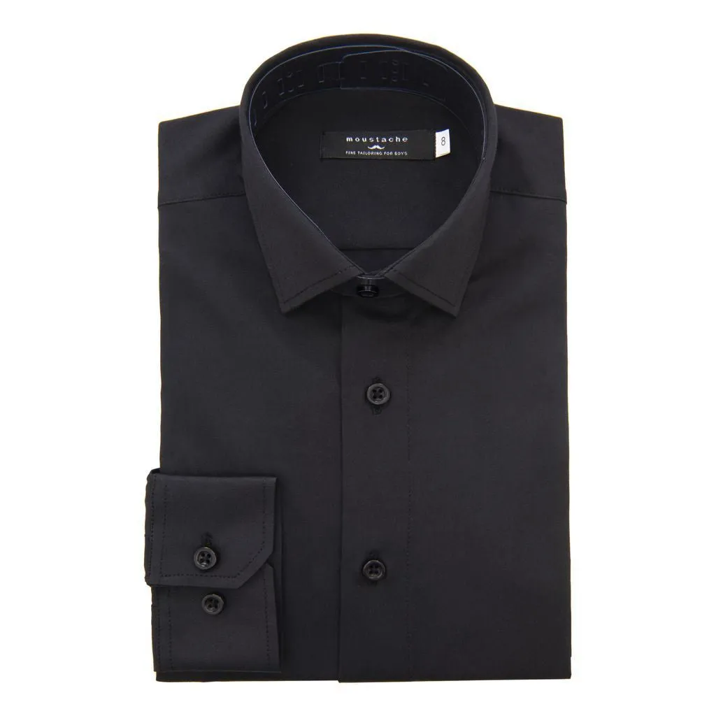 Black Solid Dress Shirt