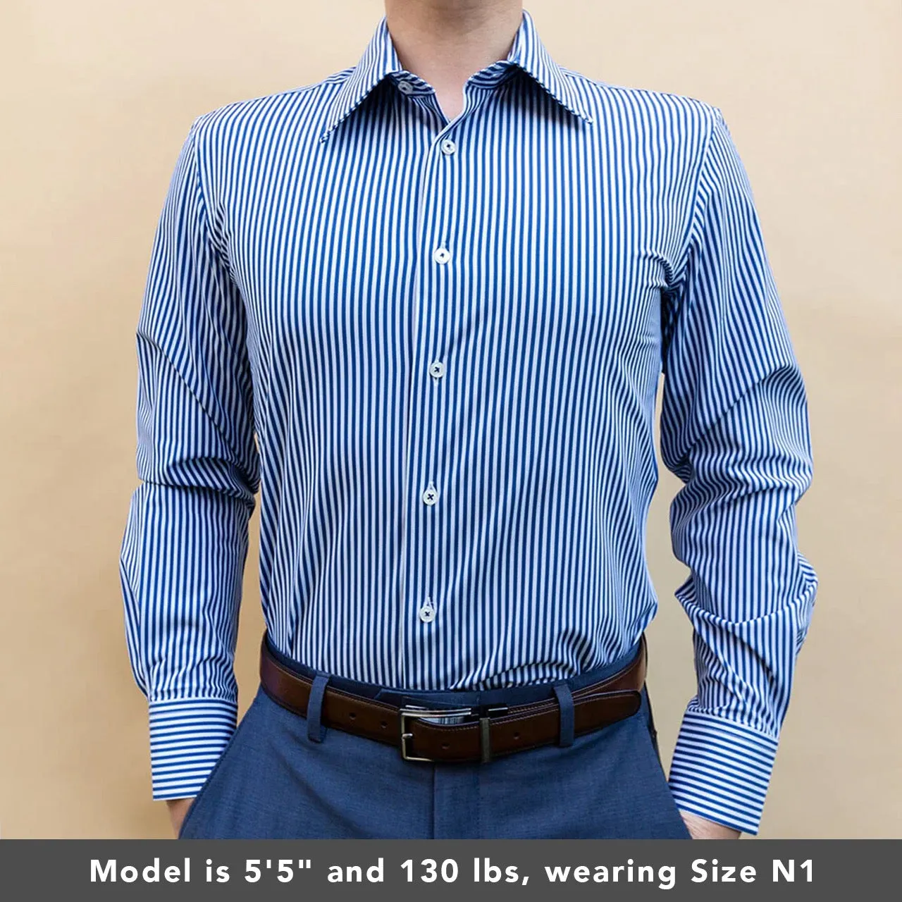 Blue & White Striped Non-Iron Dress Shirt | The Pearl River