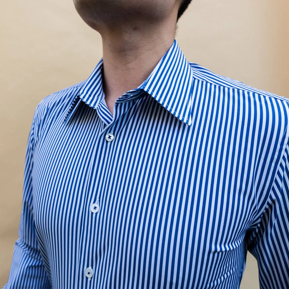 Blue & White Striped Non-Iron Dress Shirt | The Pearl River