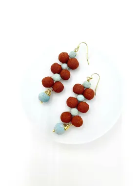 Blue and Brown Droplet Earrings