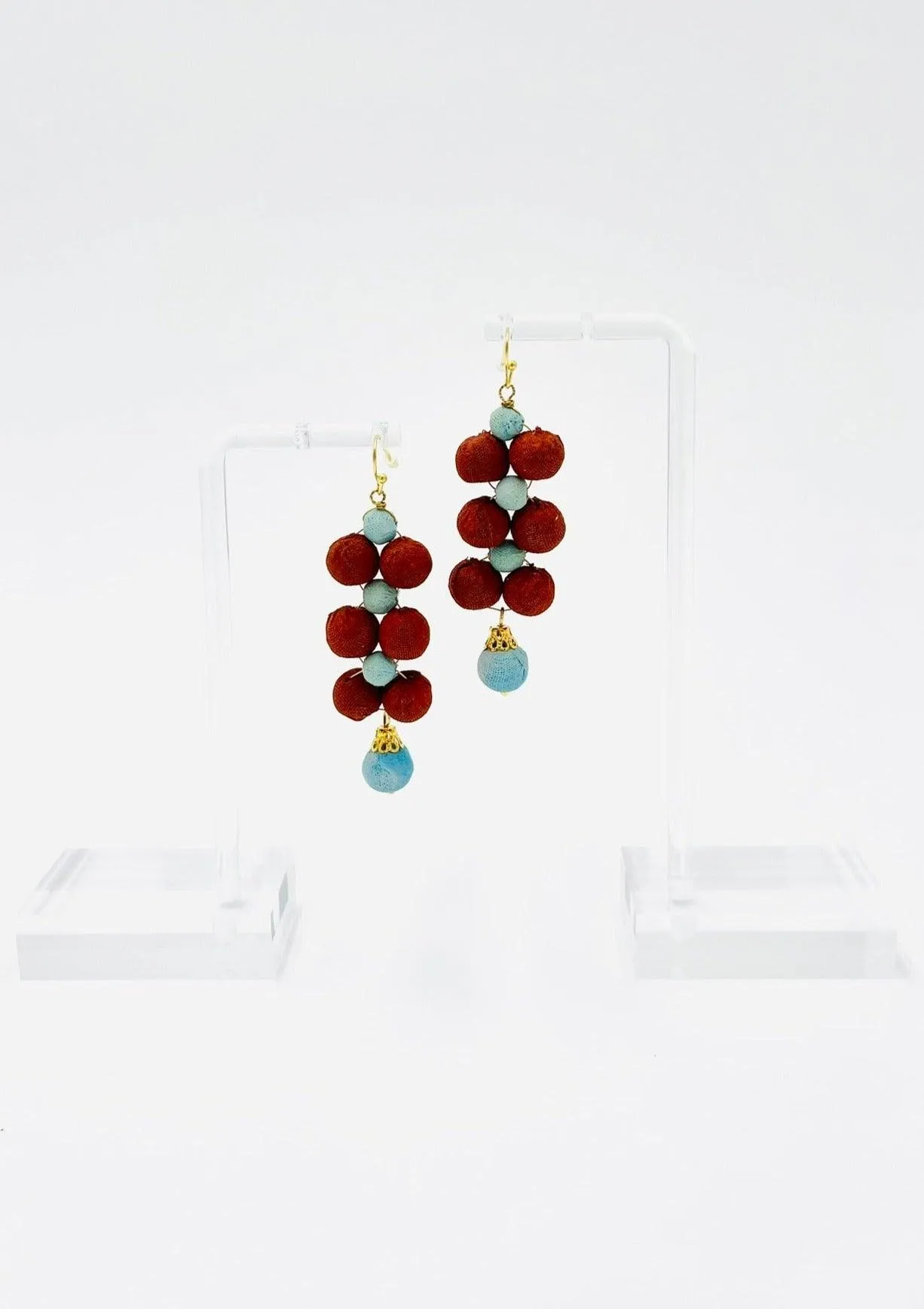 Blue and Brown Droplet Earrings