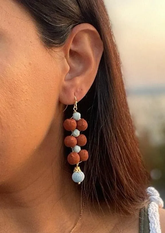 Blue and Brown Droplet Earrings