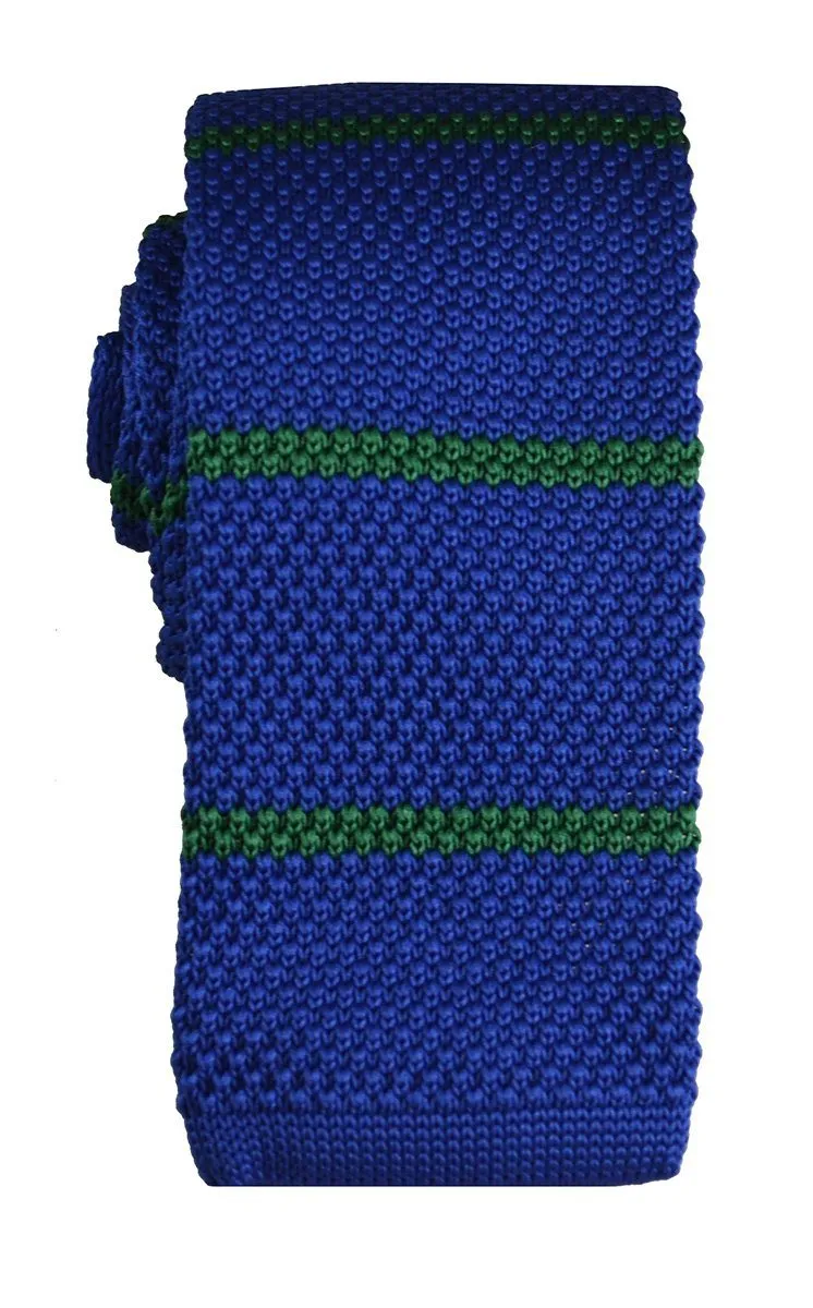 Blue and Green Striped Knit Tie