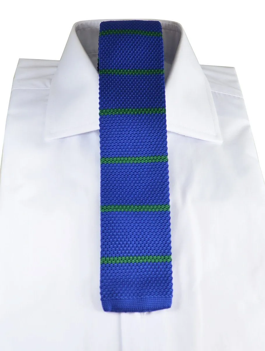 Blue and Green Striped Knit Tie