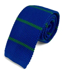 Blue and Green Striped Knit Tie