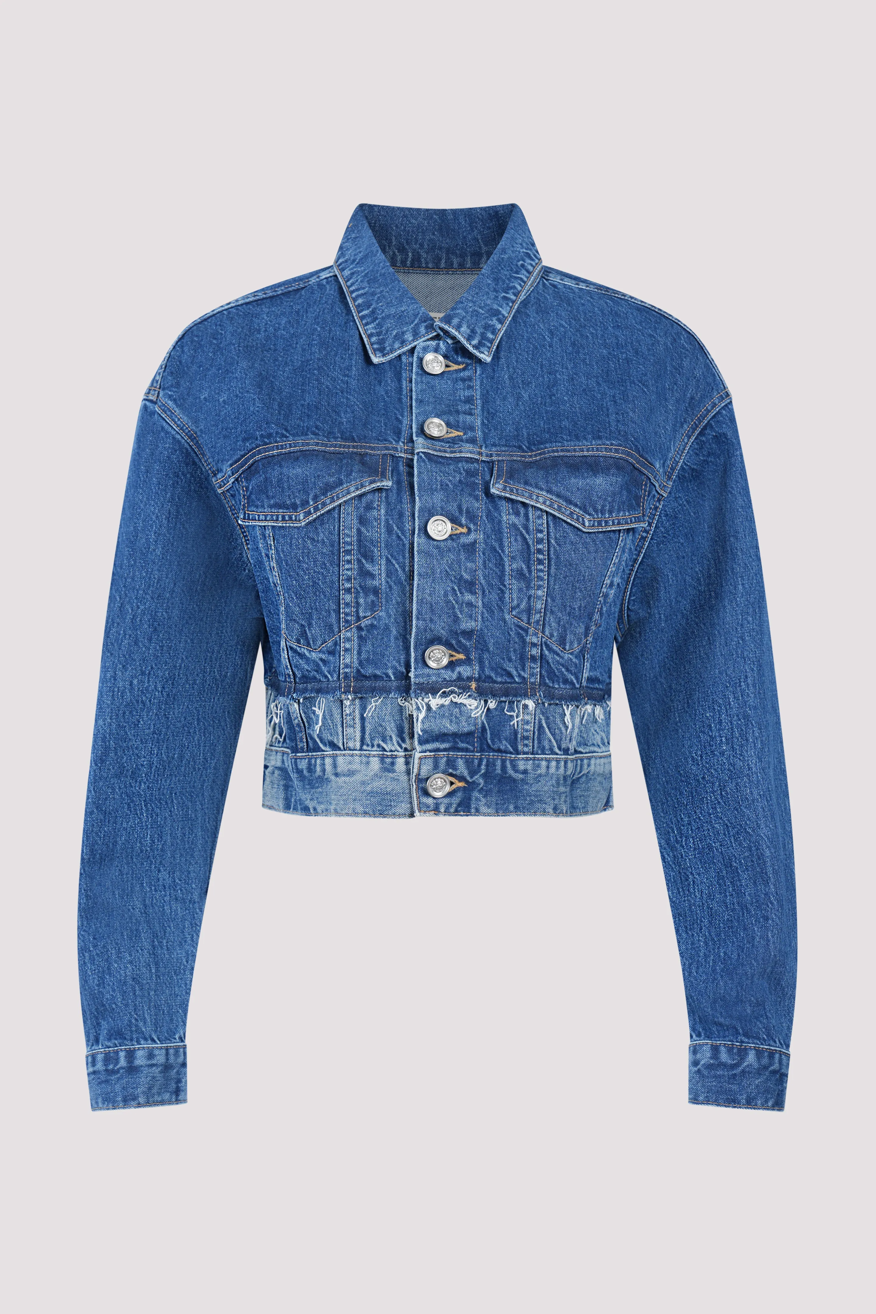 Blue Oversize Cropped Denim Jacket