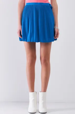 Blue Pleated Bow Skirt