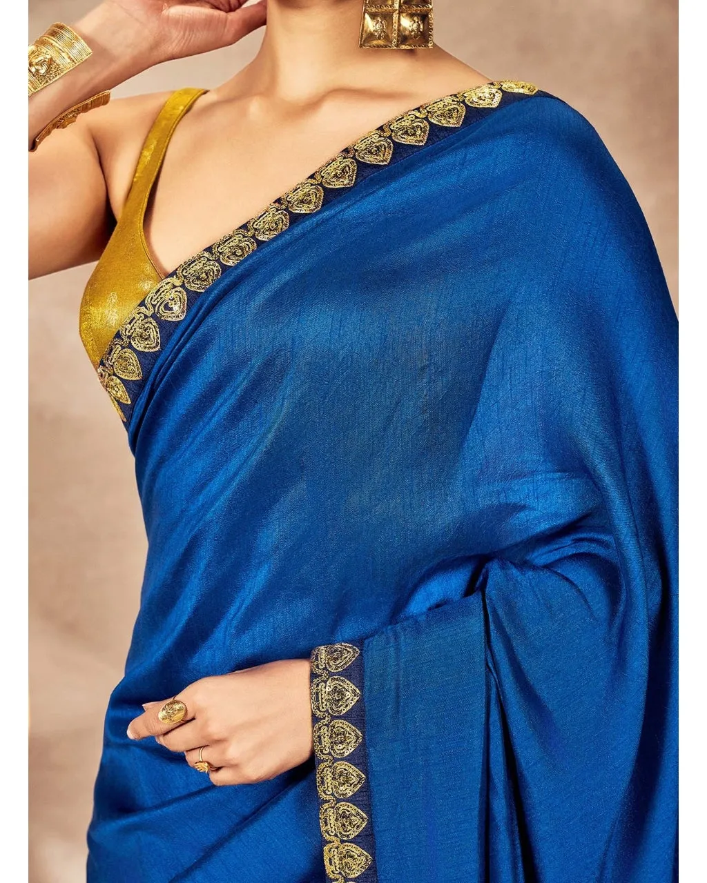 Blue Potters Touch Sari Set