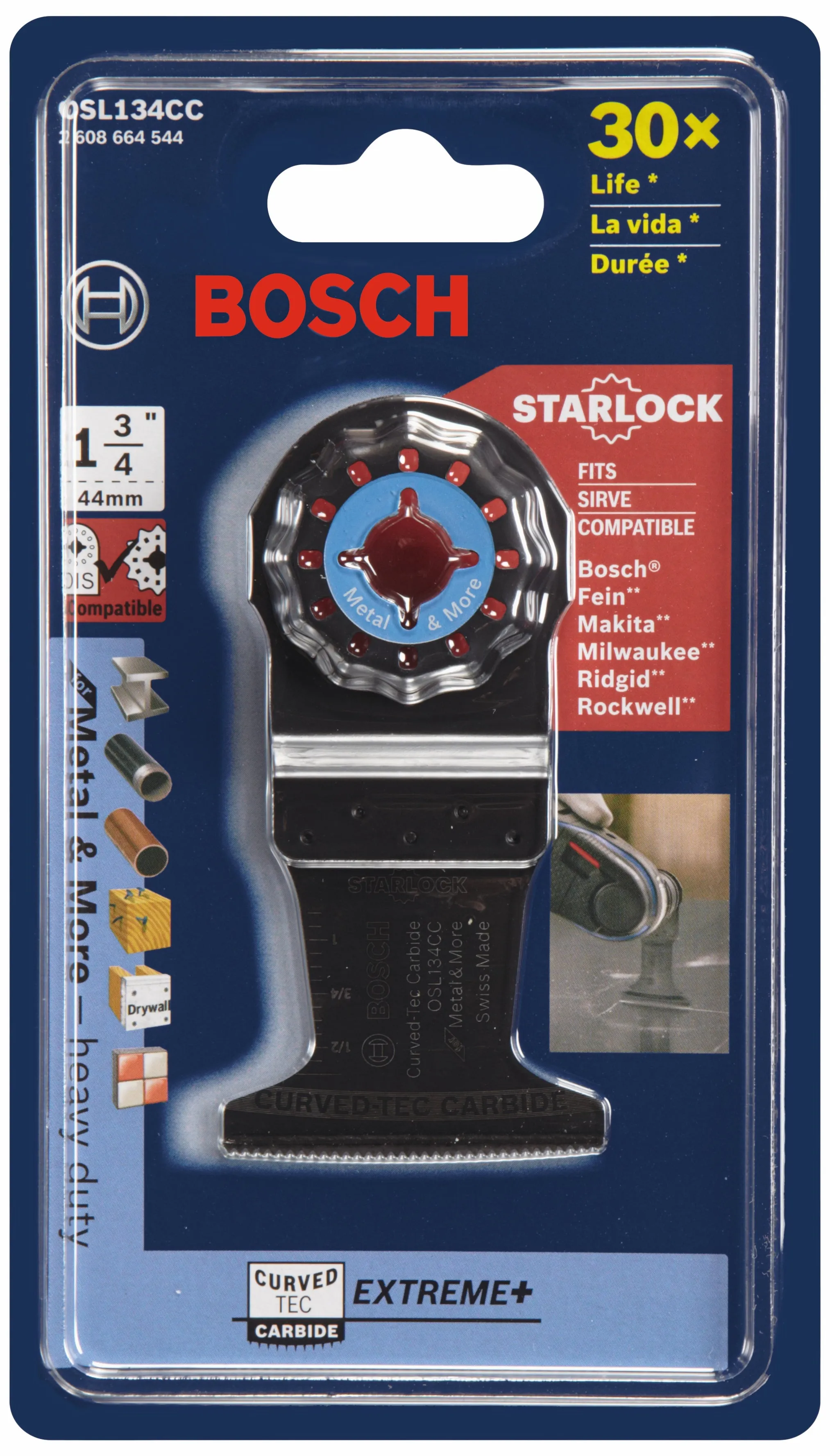 BOSCH OSL134CC 1-3/4 In. Starlock® Oscillating Multi-Tool Curved-Tec Carbide Extreme Plunge Blade