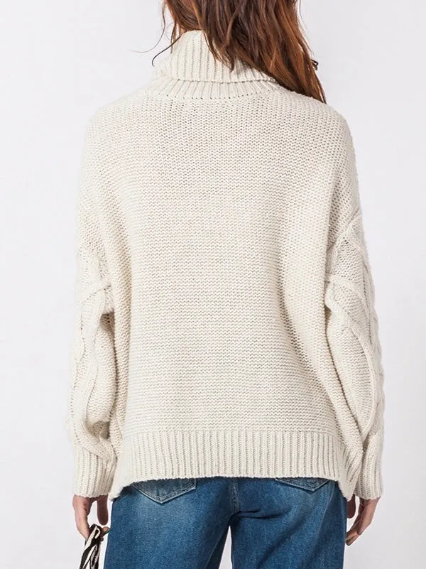 Cable Knit Turtleneck Oversize Sweater