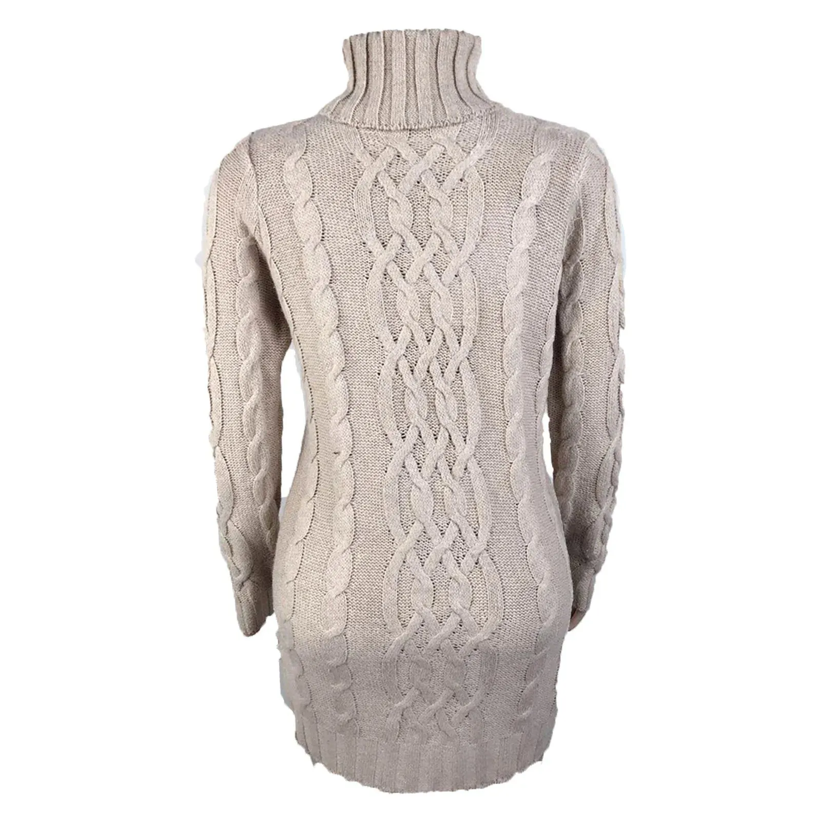 Cable Knit turtleneck Sweater Dress