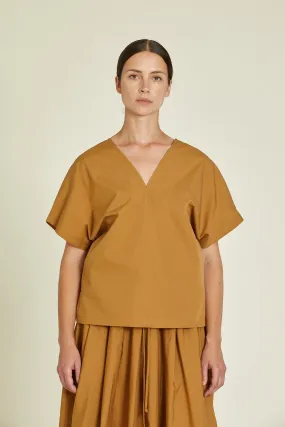 Camel V-Neck Top