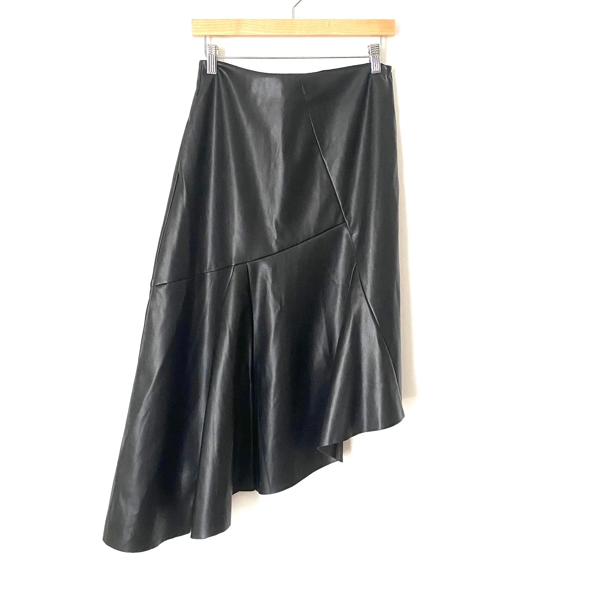 Cara Santana x Apt 9 Black Faux Leather Asymmetrical Hem Skirt- Size 4 (Julie)