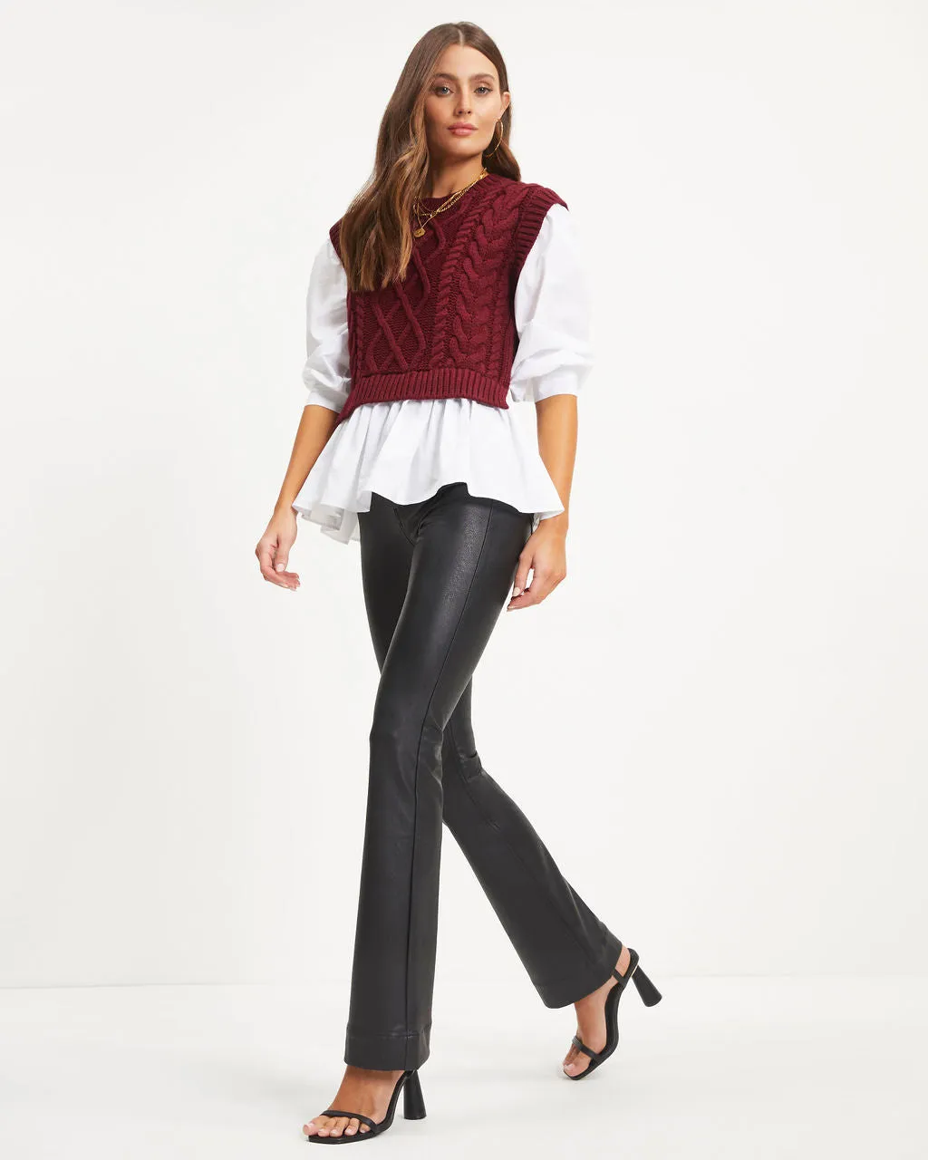 Carmine Contrast Knit Top