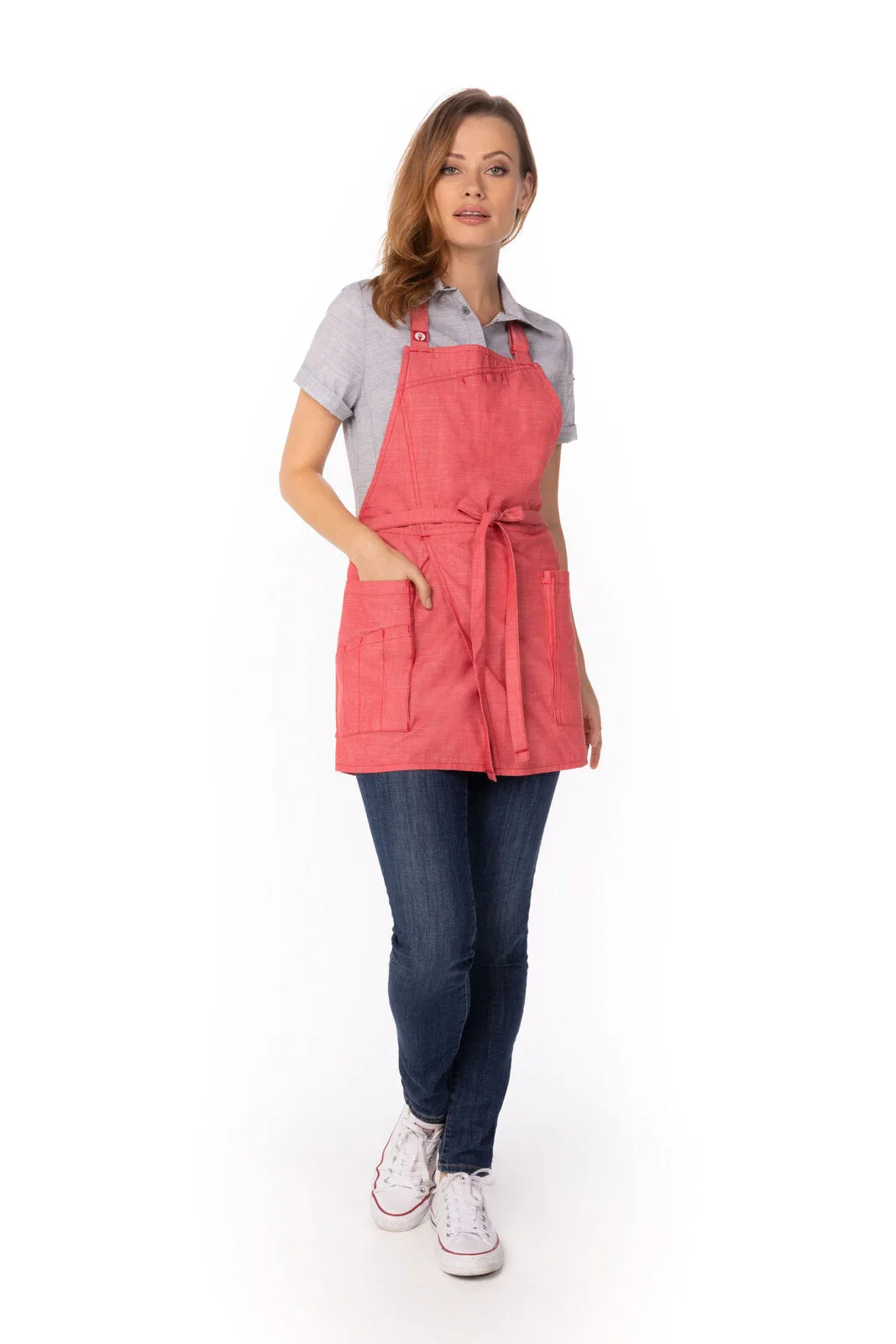 Chef Works Medford Short Bib Apron- Coral