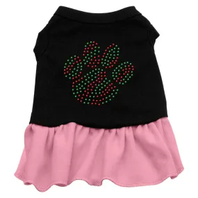 Christmas Paw Rhinestone Dress Black with Pink Med (12)