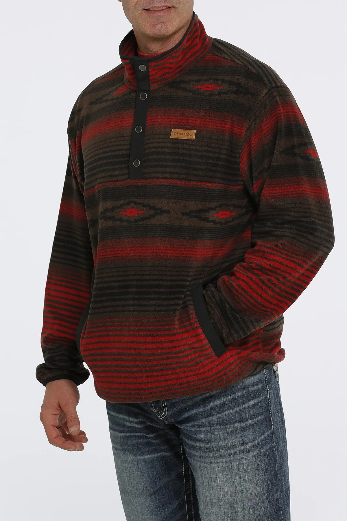 Cinch Men's Brown Aztec Printed Polar Fleece Pullover