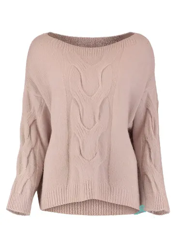 Cindy Beige Boat Neck Pullover